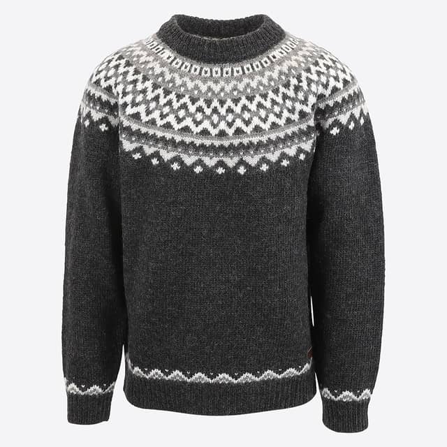 Skjaldbreiður wollpullover mit isländischem muster